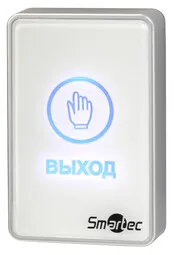 Кнопка выхода сенсорная Smartec ST-EX020LSM-WT - белая, накладная, пластик, НЗ/НР контакты, 12-24 В(DC), размер: 86х50х20 мм