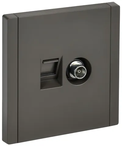 Розетка IEK FORTE&PIANO FP-AK20-1-K03, двойная TV+RJ45 кат.5E, скрытая, серая