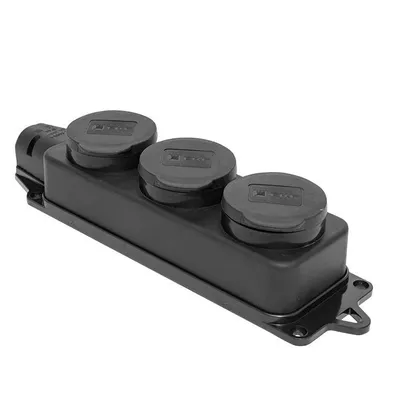 Розетка EKF RPS-015-16-230-44, 3-местная, с защитными крышками, 16А, IP44