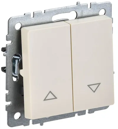 Выключатель для жалюзи IEK BRITE BR-V15-0-10-K10, 10 А, 2 клавиши, бежевый