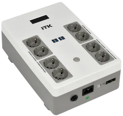 ИБП ITK Electra EST8-800VA-1-001, линейно-интерактивный, 800 ВА/480 Вт, 8×Schuko, USB