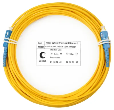 Патч-корд оптический Cabeus FOP(s)-9-SC-SC-20m, Simplex SC/SC, OS2, 20м, жёлтый