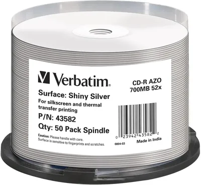 Диск CD-R Verbatim 43582, 700 МБ, 52x, 80 мин, кейк-бокс 50 шт., Printable
