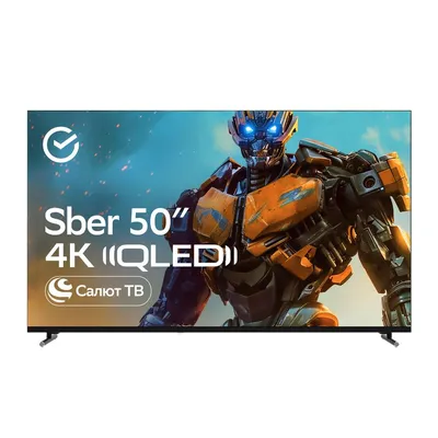 Телевизор SBER SDX-50UQ6000DBA, 50", QLED 4K UHD, 60 Гц, Smart TV