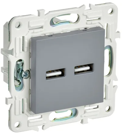 Розетка IEK SK-U21-D31-K03, USB A+A, 3.1А, серый