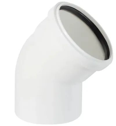 Отвод PRO AQUA ST100645W, Ø160 мм, 45°, раструбный, PP, для малошумной канализации