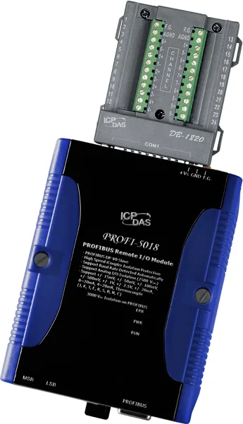 Модуль ICP DAS PROFI-5018/S CR, PROFIBUS DP-V0, 10 каналов аналогового ввода
