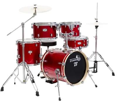 Акустическая ударная установка TAMBURO TB T5NCR22BRDSK, 5 барабанов, бочка 22", Bright Red Sparkle