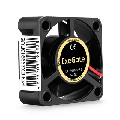 Вентилятор ExeGate EX03010S2P-5, 30×30×10мм, 5В DC, Sleeve, 2pin, 9000RPM