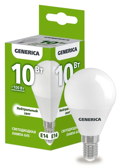 Лампа LED IEK LL-G45-10-230-40-E14-G, 10 Вт, 4000 К, E14, шар