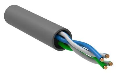 Кабель ITK LC1-C5E02-111, витая пара U/UTP Cat.5e, 2 пары 24AWG, 500 м, ПВХ, серый