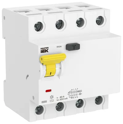 УЗО IEK MI-R10N-4-040C300, 4P, 40 А, 300 мА, тип AC, 10 кА