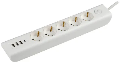 Удлинитель IEK WYP12-16-05-02-ZKU-K01, 5 мест, 2м, USB×4