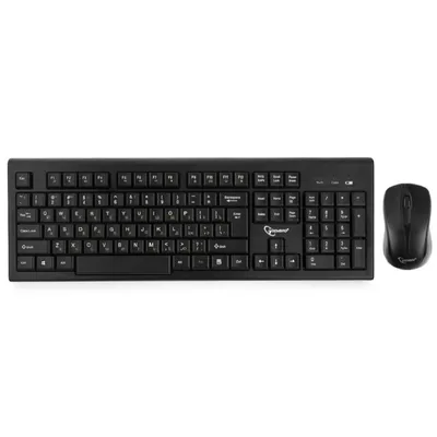 Комплект Gembird KBS-8002, клавиатура + мышь, беспроводной, 2.4 ГГц, черный