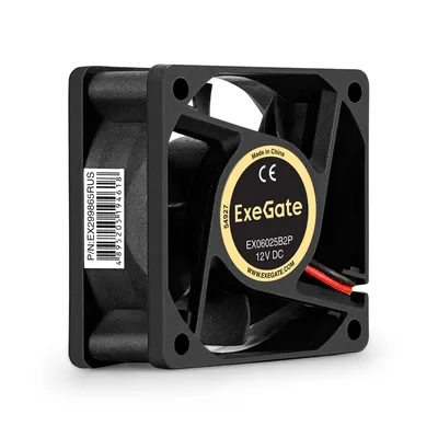Вентилятор 12В DC ExeGate EX06025B2P (60x60x25 мм, 2-Ball (двойной шарикоподшипник), 2pin, 3500RPM, 24dBA)