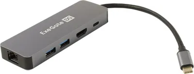 Док-станция ExeGate DUB-21C/PD/HL (EX293982RUS), USB Type-C, HDMI 4K@60Hz, 2×USB 3.0, RJ-45, PD 100 Вт
