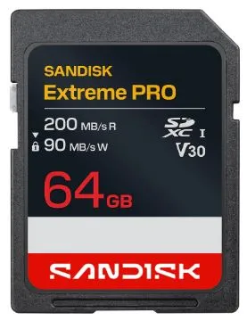 Карта памяти SanDisk Extreme PRO SDSDXXU-064G-GSCIN, SDXC 64 ГБ, Class 10, UHS-I U3 V30