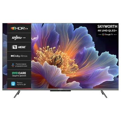 Телевизор Skyworth 43Q66H, 43", QLED, Ultra HD, Google TV, 120 Гц