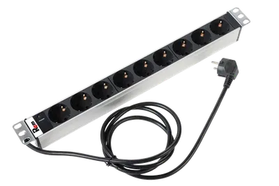 Блок розеток ЦМО Rem-16 R-16-9S-I-440-1.8, 9×Schuko, 16 А, 1U, шнур 1,8 м