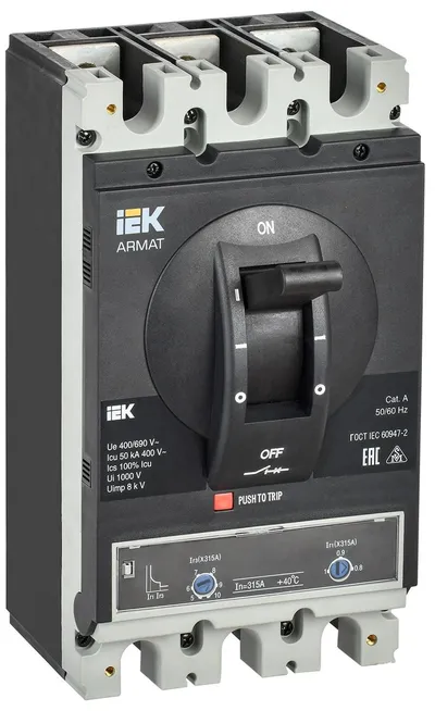 Автоматический выключатель IEK ARMAT MCCB 3P H, 315 А, 50 кА, 400/690 В, моторный привод