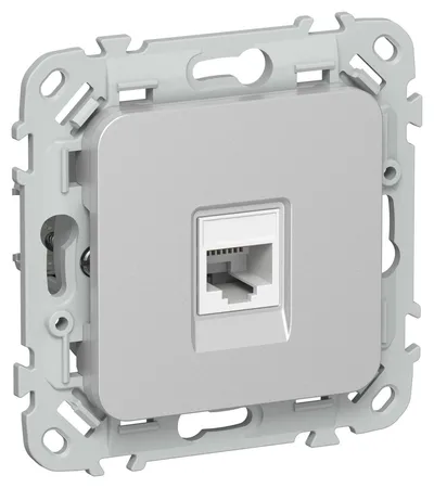 Розетка IEK FLITE РК5е-1-0-ФлА, RJ45, Cat.5e, UTP, 1 пост, алюминий