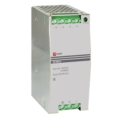 Блок питания EKF dr-75w-24, 24В, 3А, 75Вт, IP20