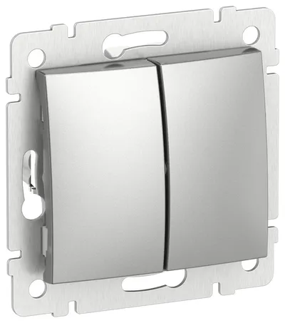 Переключатель IEK VALENA 6902181, 2-клавишный, 1P, 10 А, 250 В, алюминий