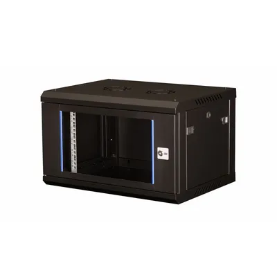 Шкаф настенный Datarex DR-631001, 19", 6U, 600×450 мм, стекло, черный