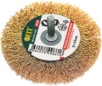Кордщетка-колесо FIT 38505, стальная латунированная, 50 мм, штифт 6 мм
