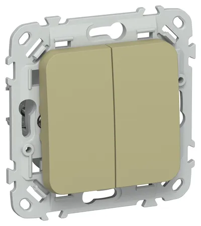 Выключатель IEK FLITE ВС12-1-0-ФлО, 2-клавишный, 10 А, 250 В, IP20, оливковый