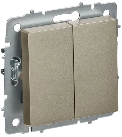 Переключатель IEK BRITE BR-V23-0-10-K37, 2-клавишный перекрестный, 10 А, шампань