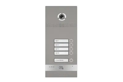 Вызывная панель BAS-IP BI-04FBI SILVER, 4 абонента, IP-камера 2 Мп, считыватель