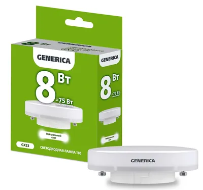 Лампа LED IEK LL-T80-08-230-40-GX53-G, 8 Вт, 230 В, 4000К, GX53