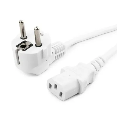 Кабель питания Cablexpert PC-186-1-3, Schuko — C13, 1 м, 3×1 мм², с заземлением, белый