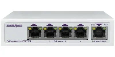 PoE-коммутатор POWERTONE PEXT 1/4, 4 PoE-порта, 1 аплинк, 10/100/1000, 802.3at