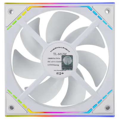 Вентилятор Thermalright TL-M12W, 120мм, ARGB, 4-pin PWM, белый
