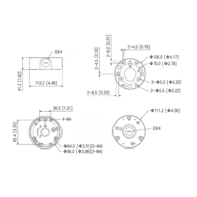 Монтажная коробка Dahua DH-PFA2310R-B, металл, 111,2×41,2 мм, чёрная