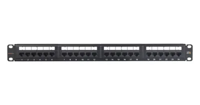 Патч-панель NIKOMAX ESSENTIAL NMC-RP24UE2-ES-1U-BK, 19", 1U, 24×RJ45, Cat.6