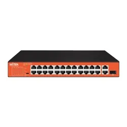 Коммутатор Wi-Tek WI-PS526GH, неуправляемый PoE 200 Вт, 24×PoE FE + 1×GE + 1 Combo, 250 м, Watchdog