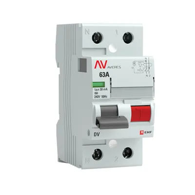 УЗО EKF rccb-2-63-30-a-av, 63А, 2P, 30мА, тип A