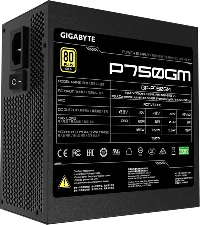 Блок питания Gigabyte GP-P750GM, 750 Вт, 80 PLUS Gold, ATX