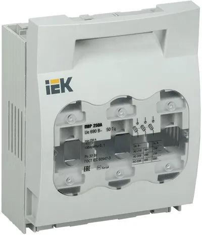 Выключатель-разъединитель предохранителей IEK SRP-20-3-250, 250 А, 690 В, 3 полюса