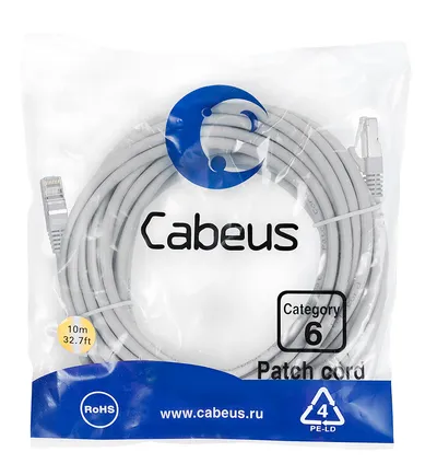 Патч-корд Cabeus PC-FTP-RJ45-Cat.6-10m-LSZH, FTP, Cat.6, RJ45, 10 м