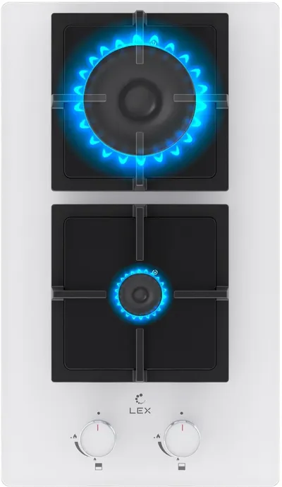 Варочная поверхность LEX GVG 324 WH, газовая, 2 конфорки, 4000Вт