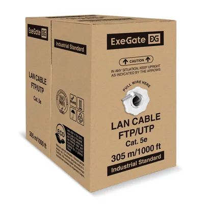 Кабель ExeGate Special UTP4-C5e-CCA-S24-IN-PVC-GY-305, UTP 4 пары кат.5e, CCA 24AWG, 305 м, серый