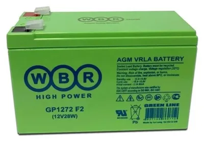 Аккумулятор WBR GP1272 F2, 12 В / 7,2 А·ч, AGM, клемма F2