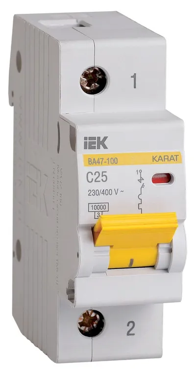 Автоматический выключатель IEK MVA40-1-025-C (ВА 47-100), 1P, 25 А, 10 кА, х-ка C