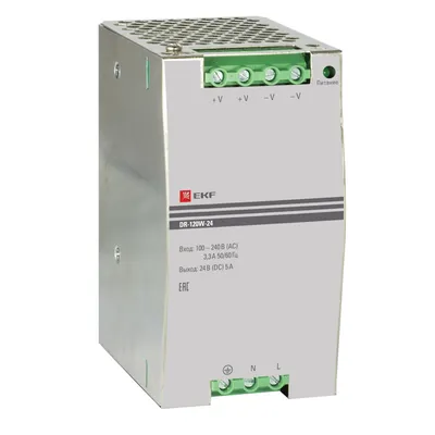 Блок питания EKF DR-120W-24 PROxima, 24 В, 5 А, 120 Вт, на DIN-рейку