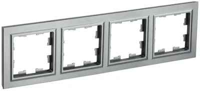 Рамка ИЭК BRITE РУ-4-БрС, 4 места, скрытый монтаж, сталь