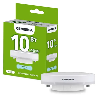 Лампа LED IEK GENERICA T80, 10 Вт, 230 В, 6500К, GX53, таблетка